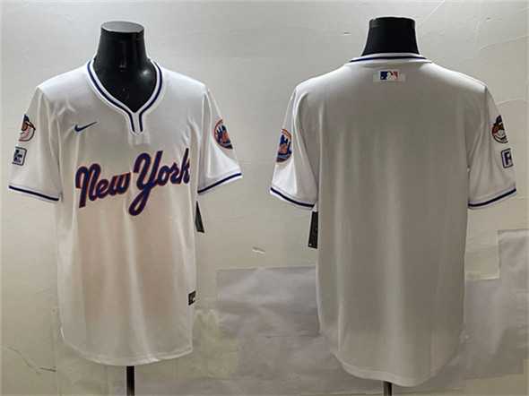Men%27s New York Mets Blank White 2025 Spring Training Stitched Jersey->new york mets->MLB Jersey